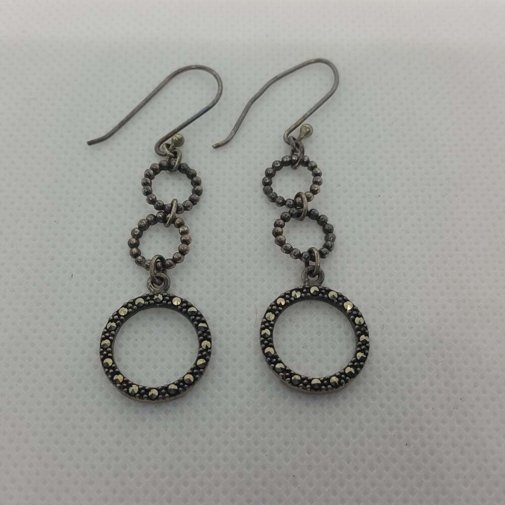 Vintage Sterling and Marcasite 3 Circles Earrings